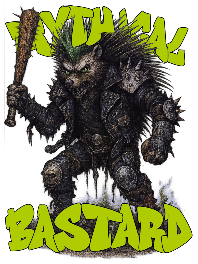 Porcupunk – Punk-rock porcupine with spiked boots and venomous attitude. Mythical Bastard