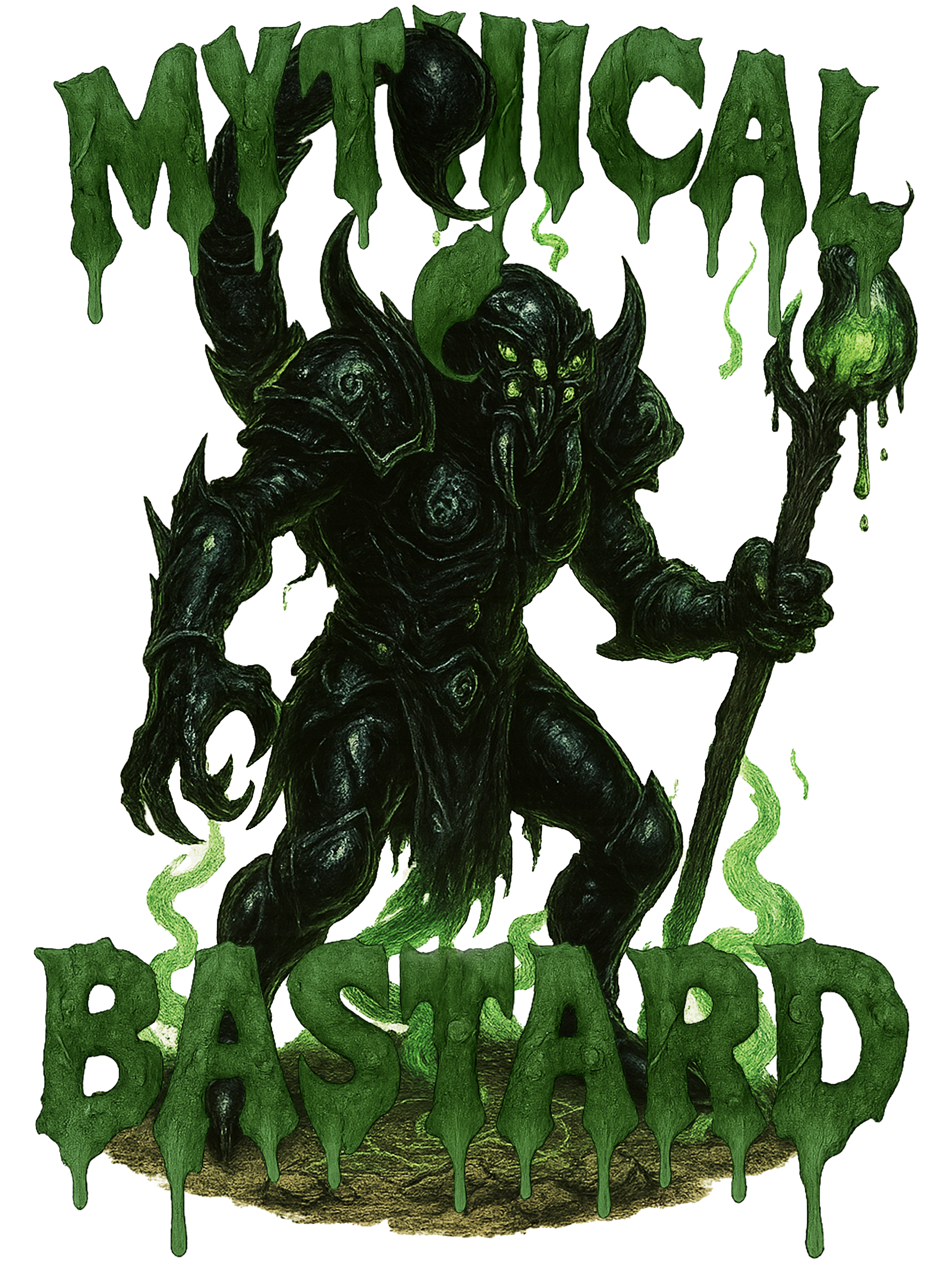 Scorpion warlock Skorvex standing in poison mist, surrounded by dissolving goblin ruins.
