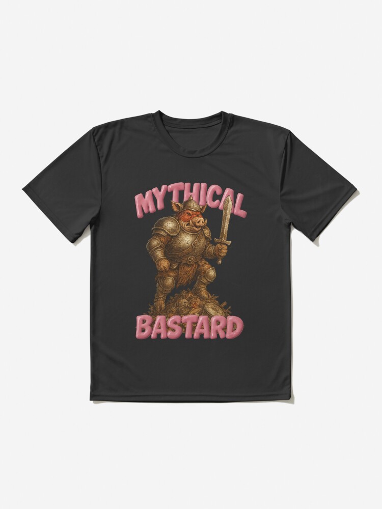 Pig knight in trash armor standing atop a garbage mound, part of the Mythical Bastards fantasy universe